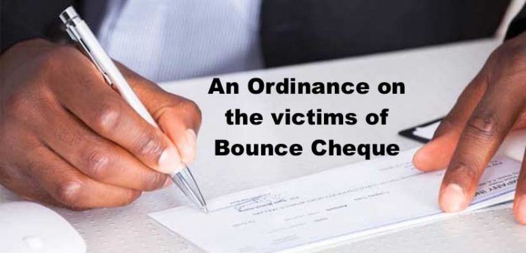 An Ordinance on the victims of Bounce Cheque