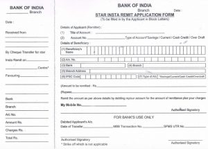 Bank of India NEFT Form, BOI RTGS