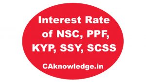 Interest Rate of NSC, PPF, KYP, SSY, SCSS