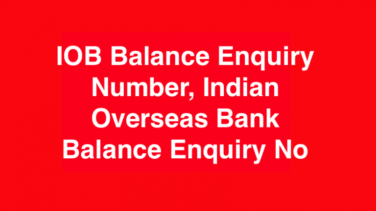 IOB Balance Enquiry Number